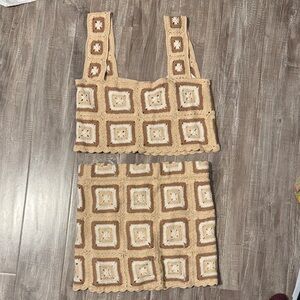 Top - Show Me Your MuMu Tan and Cream Crop Top